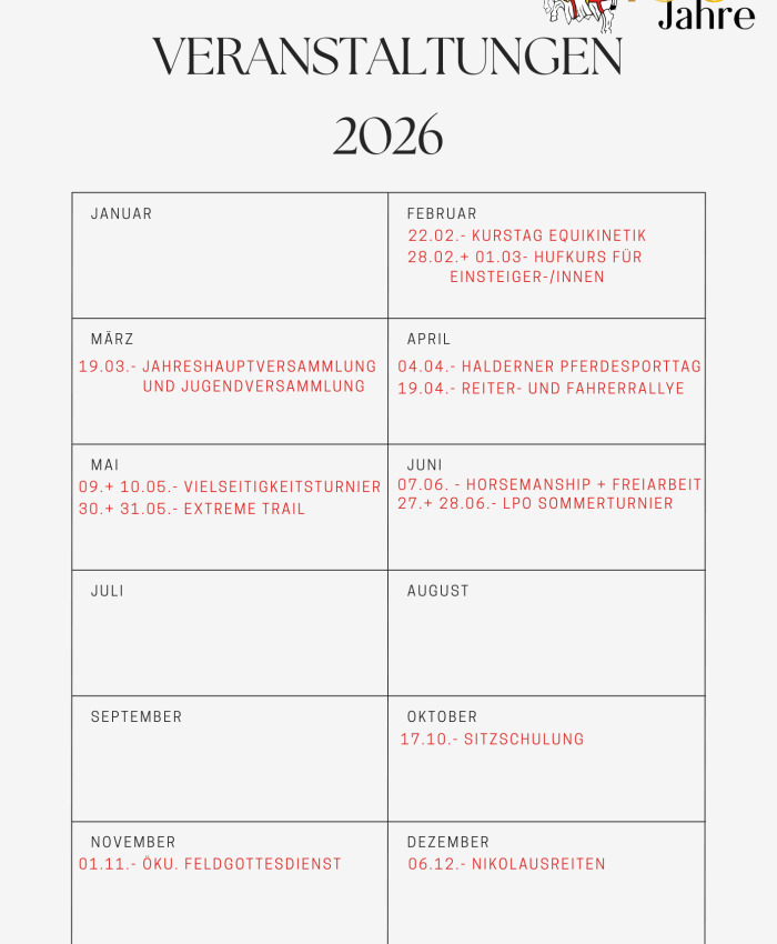 Terminübersicht 2026