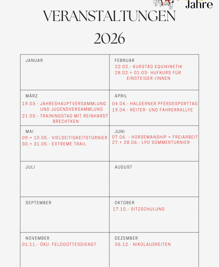 Terminübersicht 2026